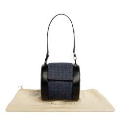 Bvlgari Blue/Black Denim and Leather Cylinder Bag