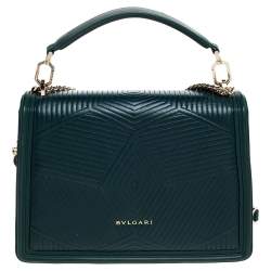 Pre Owned حقيبة كتف بلغاري فوريفر سيربينتي جلد سكالي متوسطة جلد مبطنة خضراء