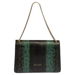 مملوكة مسبقًا Bvlgari Green Karung Medium Serpenti Forever Shoulder Bag