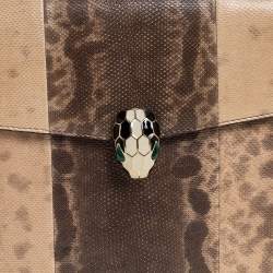 Bvlgari Beige Karung Medium Serpenti Forever Flap Shoulder Bag 