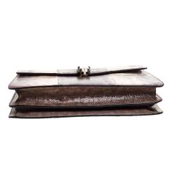 Bvlgari Beige Karung Medium Serpenti Forever Flap Shoulder Bag 