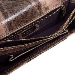 Bvlgari Beige Karung Medium Serpenti Forever Flap Shoulder Bag 