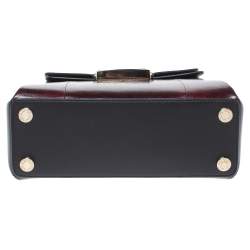 Pre Owned Bvlgari Burgundy/Black Leather and Karung Serpenti Viper Top Handle Bag