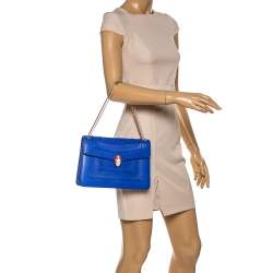 Pre Owned حقيبة كتف بلغاري غطاء قلاب سيربينتي متوسطة جلد خضراء