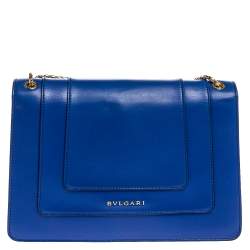 Pre Owned حقيبة كتف بلغاري غطاء قلاب سيربينتي متوسطة جلد خضراء