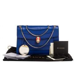 Pre Owned حقيبة كتف بلغاري غطاء قلاب سيربينتي متوسطة جلد خضراء