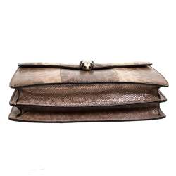 Pre Owned حقيبة كتف بلغاري غطاء قلاب سيربينتي متوسطة جلد سحلية خضراء