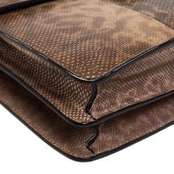 Pre Owned حقيبة كتف بلغاري غطاء قلاب سيربينتي متوسطة جلد سحلية خضراء