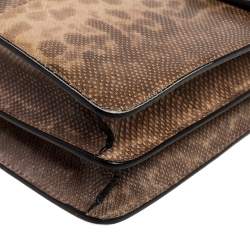 Pre Owned حقيبة كتف بلغاري غطاء قلاب سيربينتي متوسطة جلد سحلية خضراء