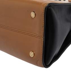 Pre Owned Bvlgari Tan/Black Leather Small Serpenti Scaglie Tote