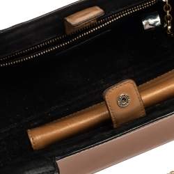 Pre Owned Bvlgari Tan/Black Leather Small Serpenti Scaglie Tote