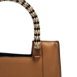 Pre Owned Bvlgari Tan/Black Leather Small Serpenti Scaglie Tote