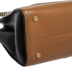 Pre Owned Bvlgari Tan/Black Leather Small Serpenti Scaglie Tote