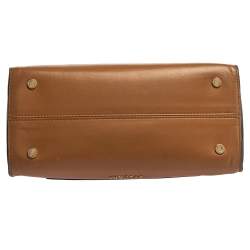 Pre Owned Bvlgari Tan/Black Leather Small Serpenti Scaglie Tote