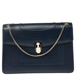 Pre Owned حقيبة كتف بلغاري غطاء قلاب سيربينتي متوسطة جلد سحلية خضراء