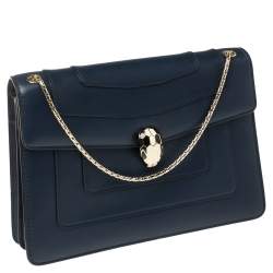 Pre Owned حقيبة كتف بلغاري غطاء قلاب سيربينتي متوسطة جلد سحلية خضراء