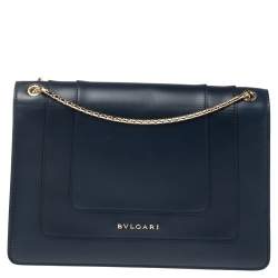 Pre Owned حقيبة كتف بلغاري غطاء قلاب سيربينتي متوسطة جلد سحلية خضراء