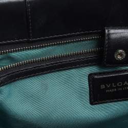 Pre Owned Bvlgari Black Leather  Serpenti Forever Double Flap Shoulder Bag