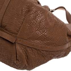 Pre Owned Bvlgari Brown Pleated Pebbled Leather Hobo