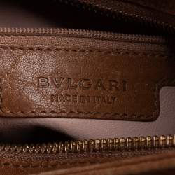 Pre Owned Bvlgari Brown Pleated Pebbled Leather Hobo