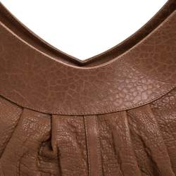 Pre Owned Bvlgari Brown Pleated Pebbled Leather Hobo