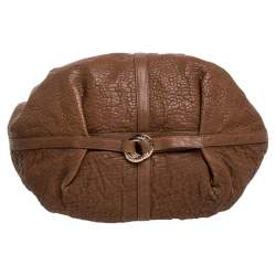 Pre Owned Bvlgari Brown Pleated Pebbled Leather Hobo