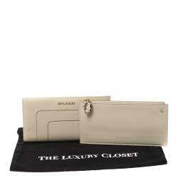 Bvlgari Cream Leather Serpenti Forever Wallet