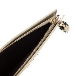 Bvlgari Cream Leather Serpenti Forever Wallet