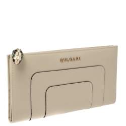 Bvlgari Cream Leather Serpenti Forever Wallet