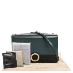 Pre Owned حقيبة بلغاري قلاب غطاء متوسطة جلد وبرسبيكس أسود/ تركواز 