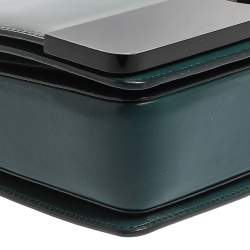 Pre Owned حقيبة بلغاري قلاب غطاء متوسطة جلد وبرسبيكس أسود/ تركواز 