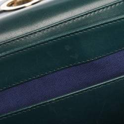 Pre Owned حقيبة بلغاري قلاب غطاء متوسطة جلد وبرسبيكس أسود/ تركواز 