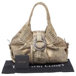 Bvlgari Beige/Gold Python Chandra Hobo