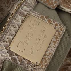 Bvlgari Beige/Gold Python Chandra Hobo