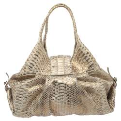 Bvlgari Beige/Gold Python Chandra Hobo