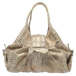 Bvlgari Beige/Gold Python Chandra Hobo