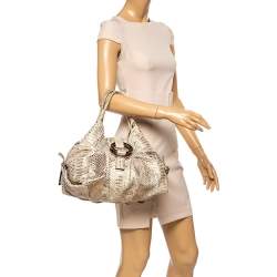 Bvlgari Beige/Gold Python Chandra Hobo