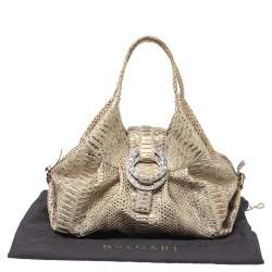 Bvlgari Beige/Gold Python Chandra Hobo