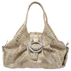Bvlgari Beige/Gold Python Chandra Hobo
