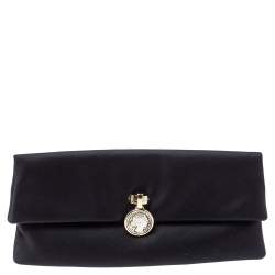 Pre Owned Bvlgari Black Satin Monete Clutch
