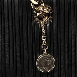 Pre Owned Bvlgari Black Nappa Leather Monte Plisse Shopper Tote