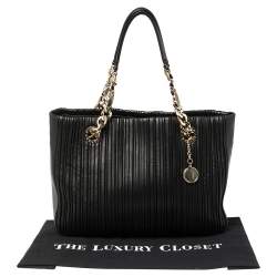 Pre Owned Bvlgari Black Nappa Leather Monte Plisse Shopper Tote