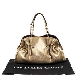 Bvlgari Metallic Gold Leather Twistino Tina Satchel 