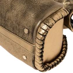 Bvlgari Metallic Gold Leather Twistino Tina Satchel 