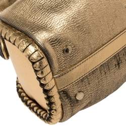 Bvlgari Metallic Gold Leather Twistino Tina Satchel 