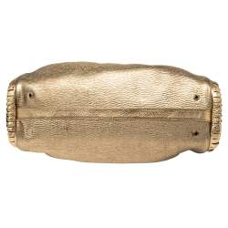 Bvlgari Metallic Gold Leather Twistino Tina Satchel 