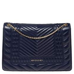 Bvlgari Blue Quilted Scaglie Leather Medium Serpenti Forever Shoulder Bag