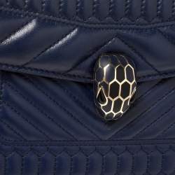 Bvlgari Blue Quilted Scaglie Leather Medium Serpenti Forever Shoulder Bag