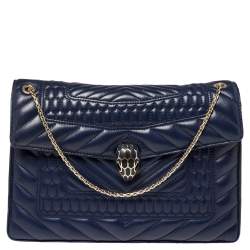 Bvlgari Blue Quilted Scaglie Leather Medium Serpenti Forever Shoulder Bag