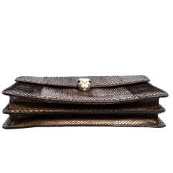 Bvlgari Bronze Python Medium Serpenti Forever Flap Shoulder Bag